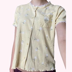 Vintage 90s garden fairy button-up daisy top